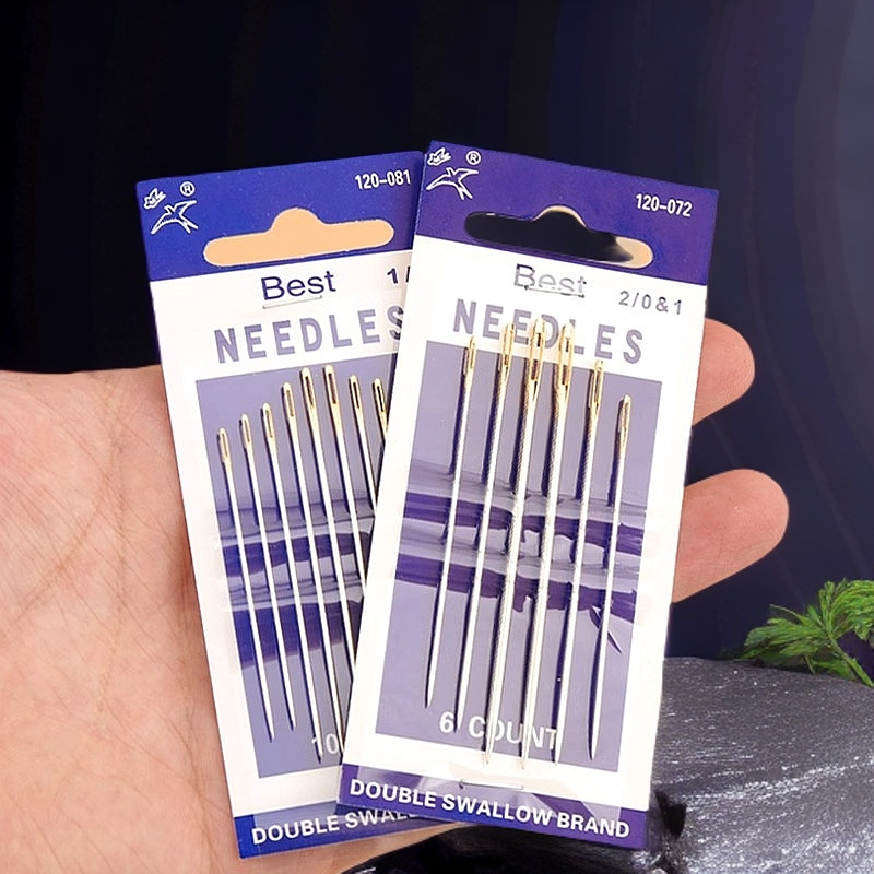 Agujas de coser a mano de ojos grandes Shuangyan Agujas de coser de agujeros grandes hechas a mano para el hogar Agujas de acero Agujas de coser gruesas Agujas de bordar para colchas