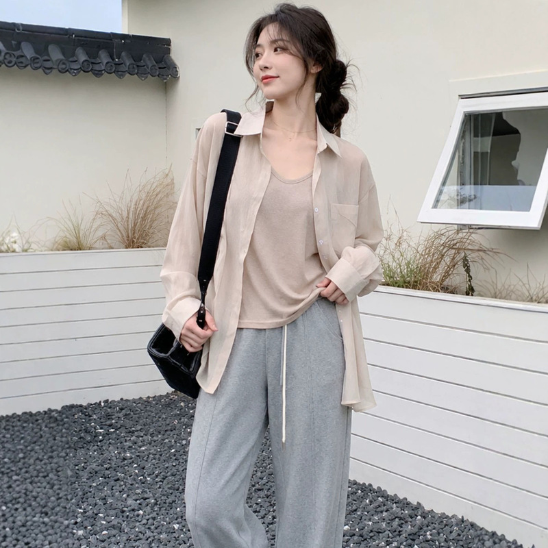 French-Style Ice Silk Sun Protection Shirt for Women, Summer Thin Silk Shirt, Lazy Style Anti-Wrinkle Long-Sleeved Sun Protection Shirt French-Style Ice Silk Sun Protection Shirt for Women, Summer Thin Silk Shirt, Lazy Style Anti-Wrinkle Long-Sleeved Sun Protection Shirt