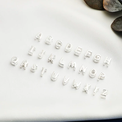 Sterling silver DIY handmade beaded bracelet red rope accessories s925 silver beads 26 English letters loose beads accessories (Zərgərlik ara hissələri) - 925-plain-silver-a