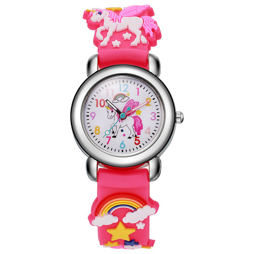 Cross-border cartoon children's sports water-resistant silicone 3D stereoscopic pointer electronic watch for students, cute quartz watch