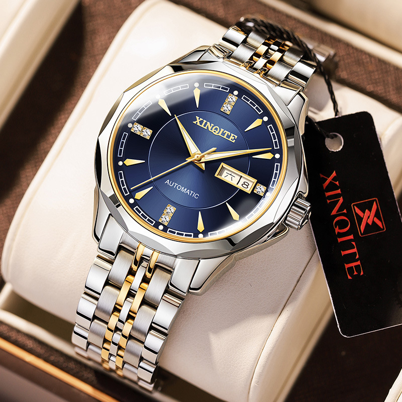 Source Manufacturer Dropshipping Douyin Hot-Selling Fully Automatic Mechanical Men's Watch Tungsten Steel Luminous Dual Calendar Waterproof Watch Source Manufacturer Dropshipping Douyin Hot-Selling Fully Automatic Mechanical Men's Watch Tungsten Steel Luminous Dual Calendar Waterproof Watch