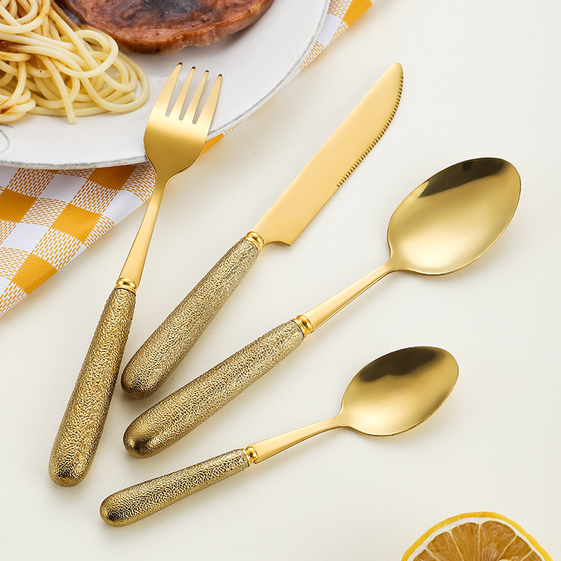 Vintage Stainless Steel Ceramic Handle Dessert Spoon Fork Coffee Spoon Long Handle Household Light Luxury Western Food Knife and Fork Spoon Four-piece Set Vintage Stainless Steel Ceramic Handle Dessert Spoon Fork Coffee Spoon Long Handle Household Light Luxury Western Food Knife and Fork Spoon Four-piece Set