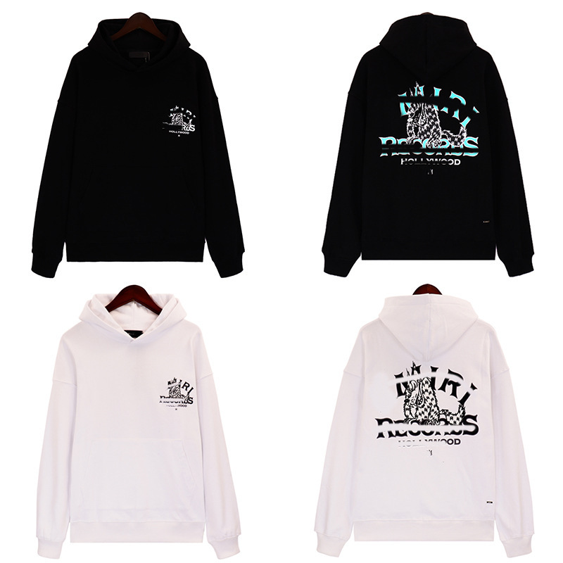 New Wolf Print Hoodie amiri American sweater men's and women's casual sweatshirt star same loose coat