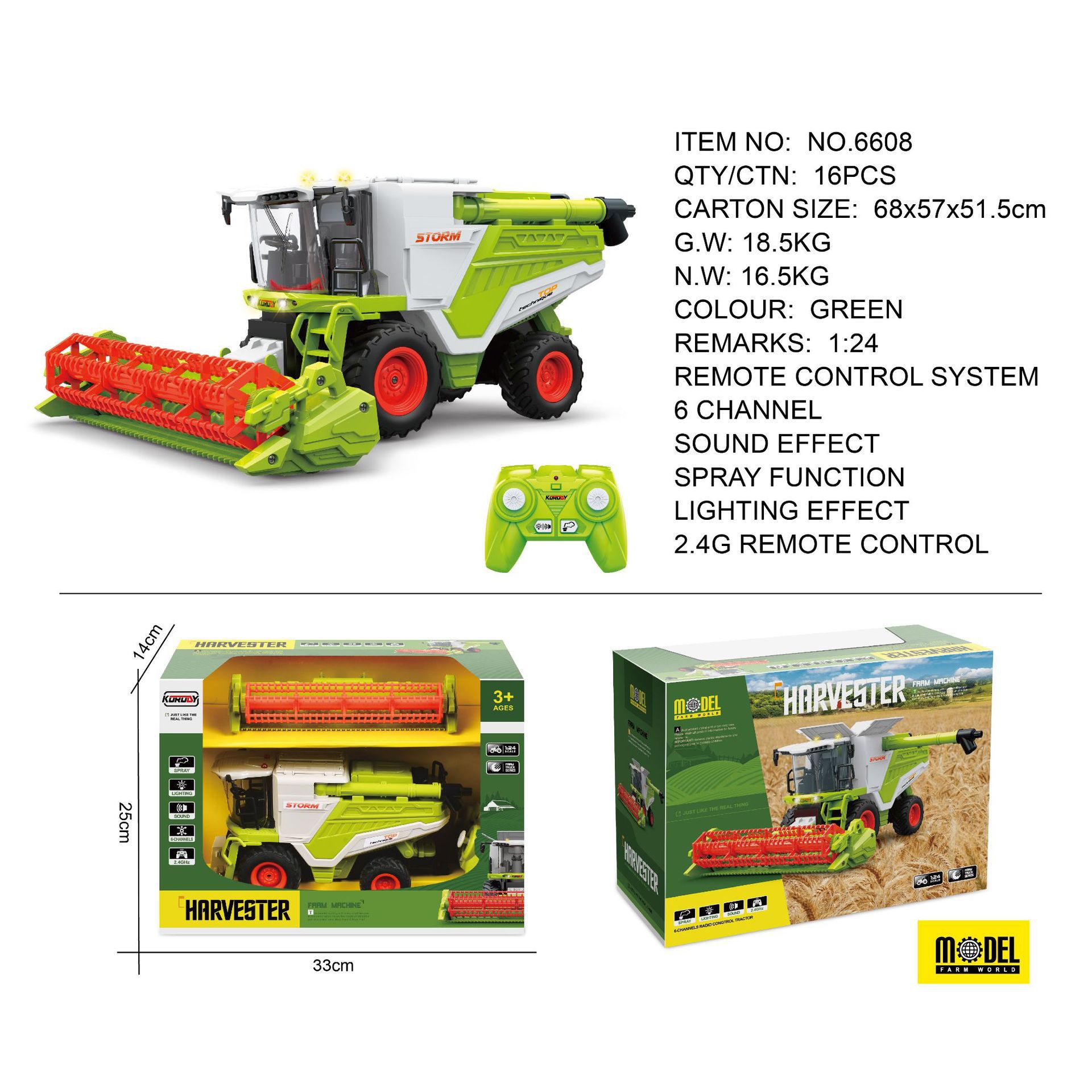 Vehículo de ingeniería de granjero de juguete eléctrico transfronterizo 2,4g control remoto inalámbrico de carga de 6 canales vehículo de carga de tractor grande