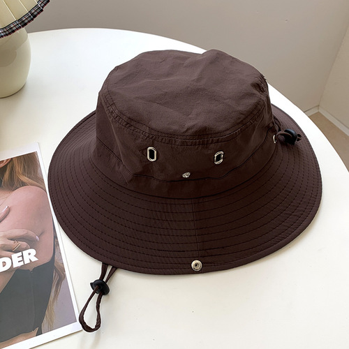 Japanese quick-drying drawstring fisherman's hat, summer brimmed sun hat for outdoor fishing, mountain climbing, western cowboy hat