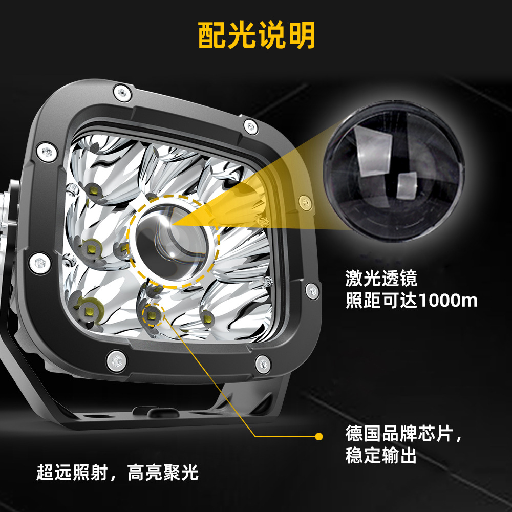 Laser Spotlight Super Bright 5-Inch 50W Laser Spotlight Super Long Range Car Off-Road Laser Light Super Long Range