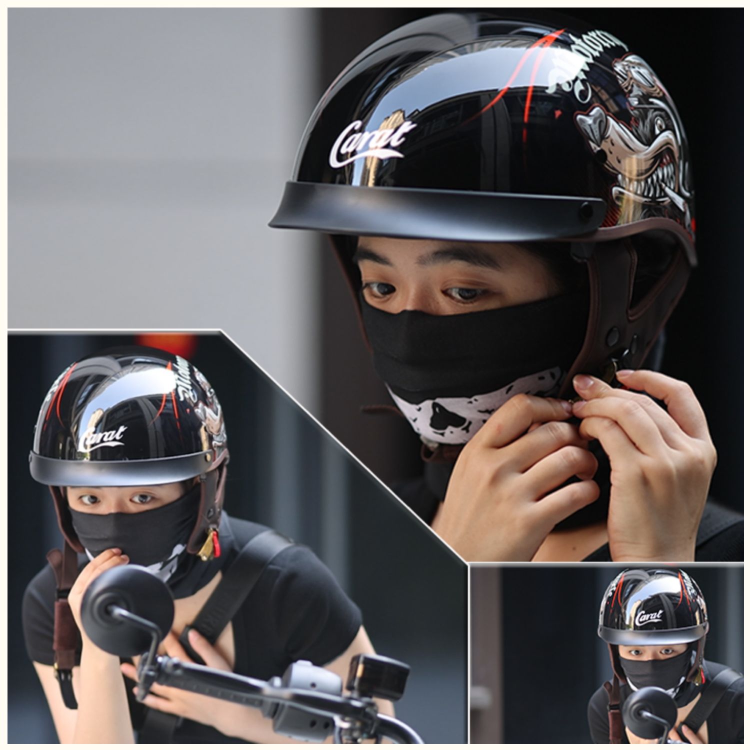 Cruise Motorcycle Half Helmet Retro Winter Men's Women's Motorbike Helmet