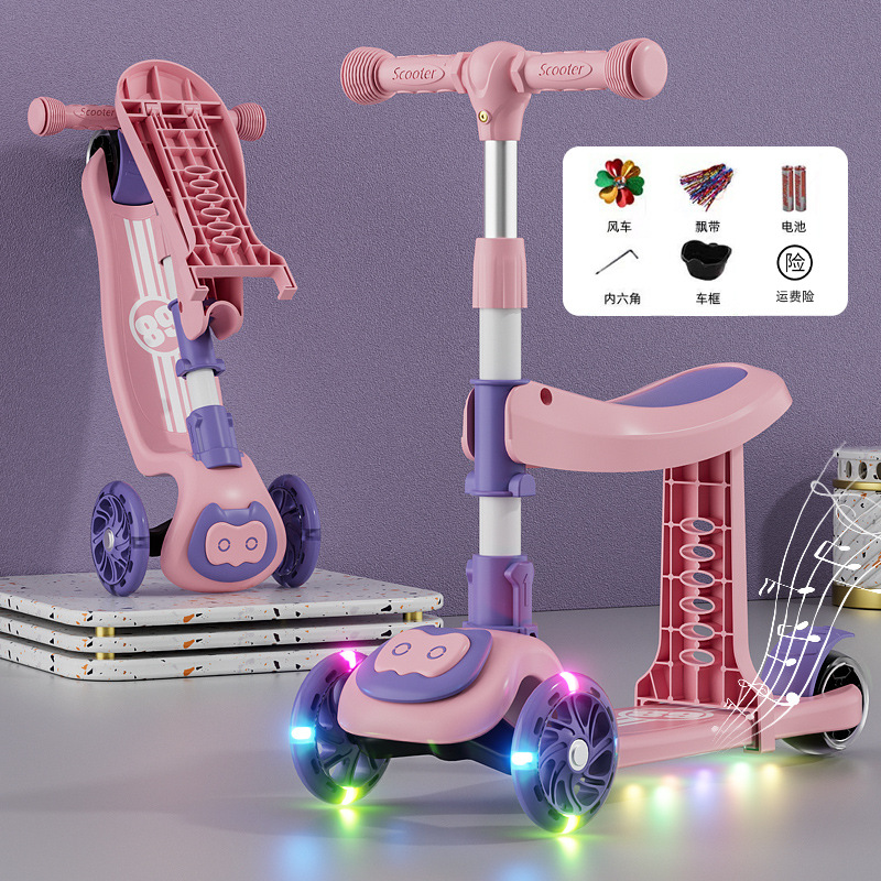 El nuevo Scooter para niños con asiento puede sentarse y deslizarse tres en uno niños y niñas de tres ruedas 1-2-3-5-6 AÑOS NIÑOS