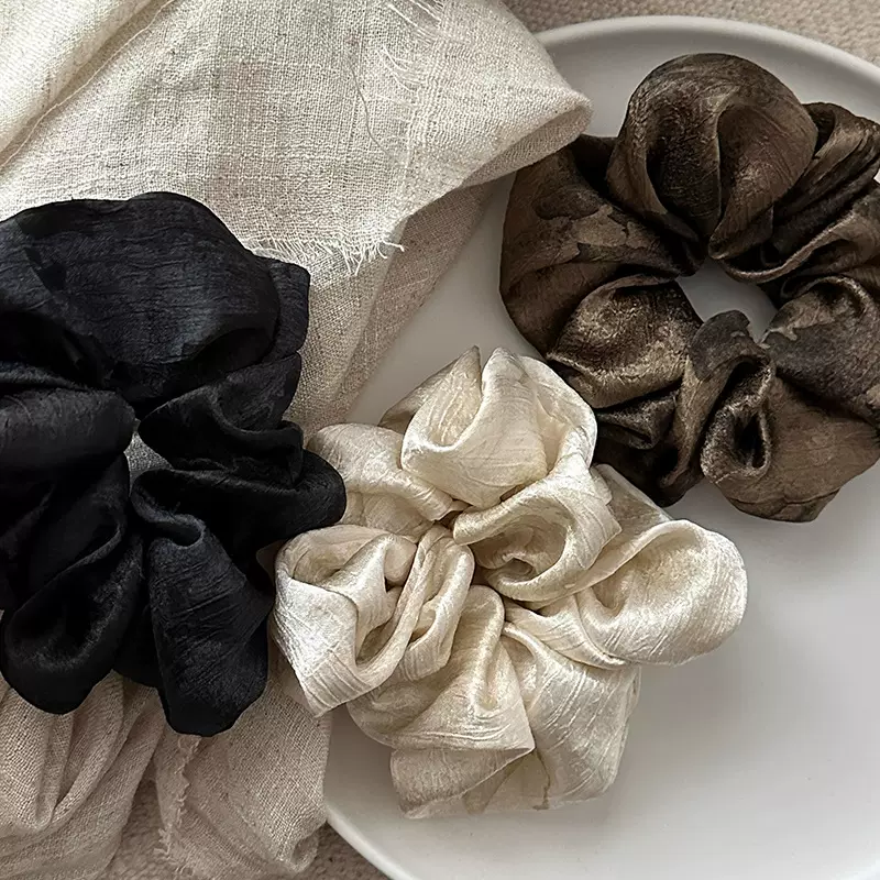 韩版高级感法式复古大肠发圈丸子头马尾头绳大号发圈法式缎面发饰