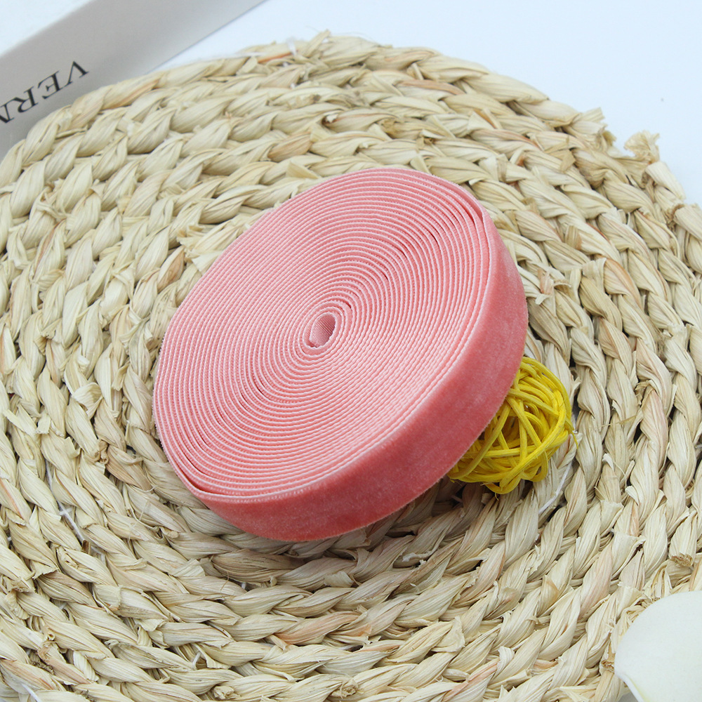 2cm unilateral banda de flocado ropa hecha a mano DIY accesorios, regalo de pastel embalaje de seda de terciopelo