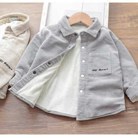 男童衬衣加厚灯芯绒上衣新款童装儿童长袖衬衫韩版潮男童外套