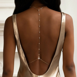 New European and American Fashion Bridal Wedding Simple Back Chain Hot Selling Niche Diamond Sexy Body Chain Body Chain