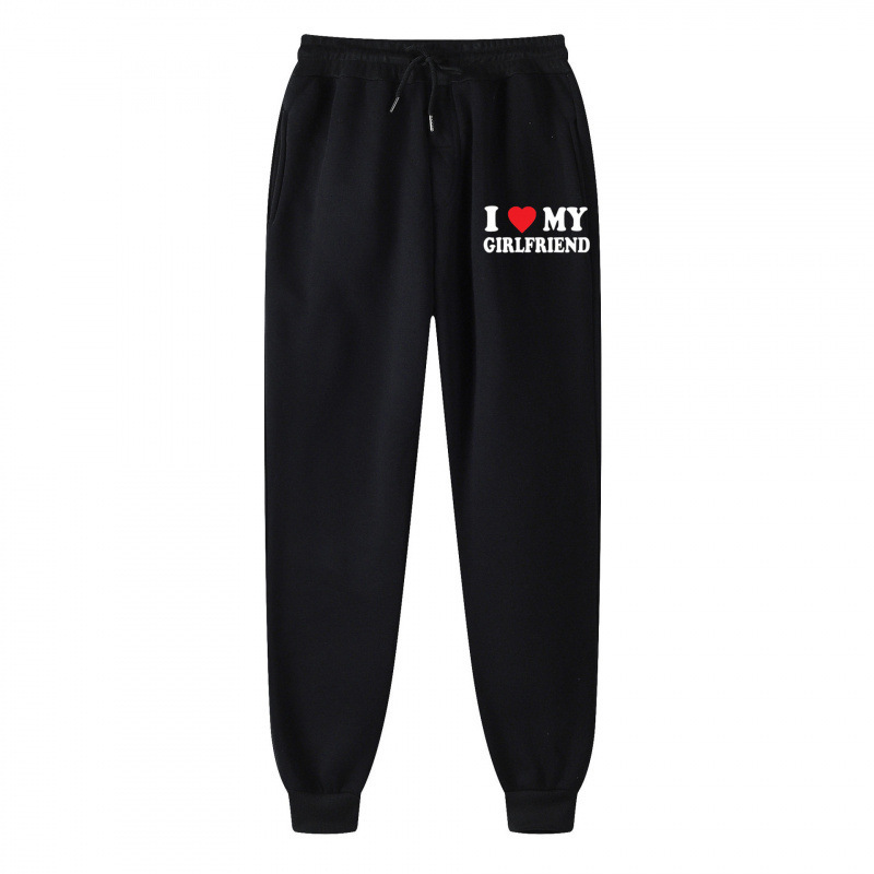 Sweatpants with "I LOVE MY GIRLFRIEND" letter print, thickened, cross-border bestseller, casual sports sweatpants