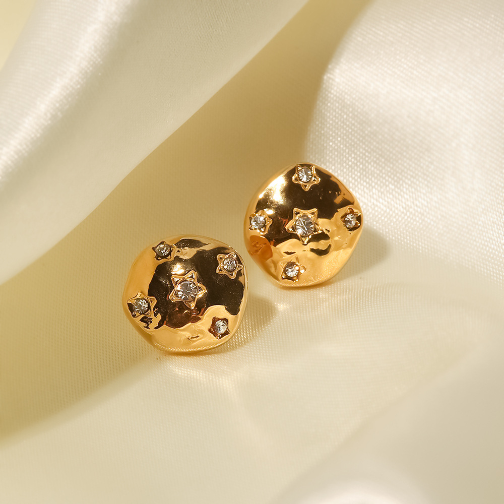 Fashion Solid Color Stainless Steel Plating Inlay Zircon Ear Studs 1 Pair