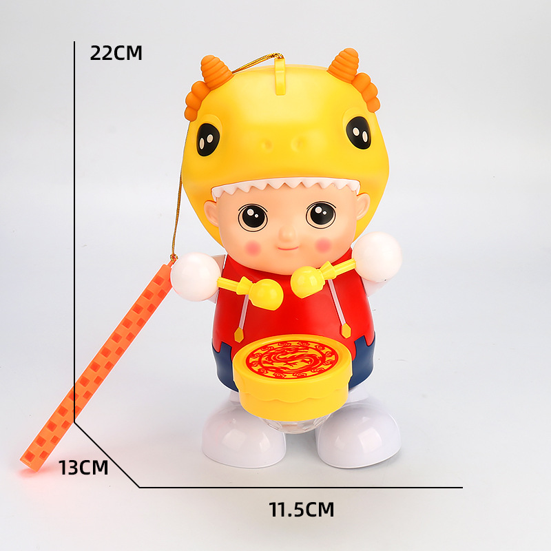 Dragón año mascota FESTIVAL DE medio otoño linterna portátil baile eléctrico tambores xiaolongbao música iluminación juguetes para niños
