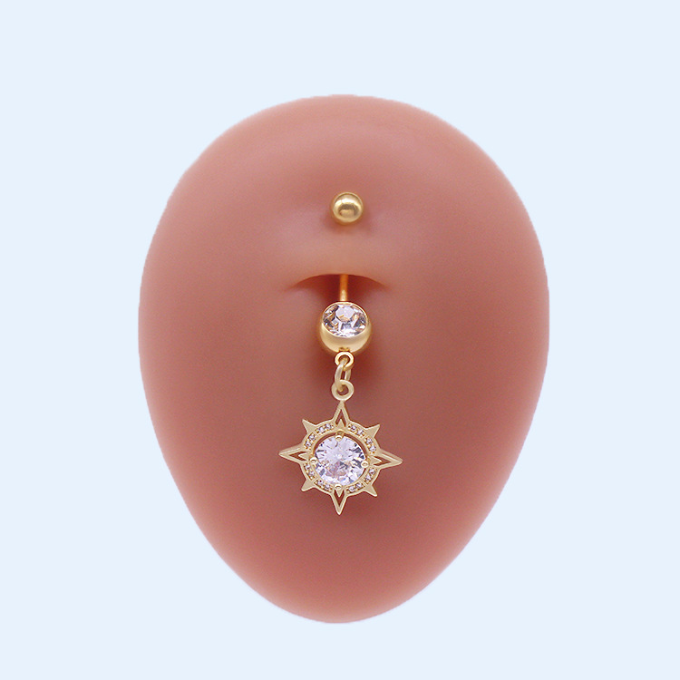 Heart Shaped Butterfly Belly Button Ring With Rhinestones_voghion.com