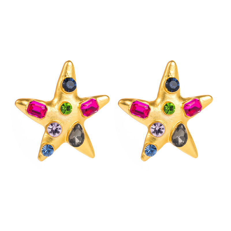 Fashion Star Alloy Inlay Rhinestones Women's Ear Studs 1 Pair display picture 7