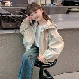 女童外套春秋2025新款洋气儿童韩版春季上衣冲锋衣中大童运动夹克