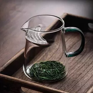 玻璃月牙公道杯耐高温加厚茶漏一体茶具过滤泡茶公杯滤网分茶器