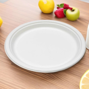 Disposable Paper Plate Paper Bowl Sugarcane Pulp Degradable Outdoor Barbecue Birthday Cake Plate Thickeneded Party Disc Set
