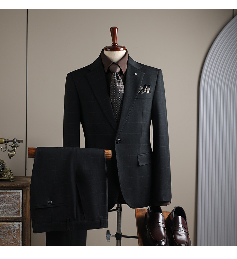 Men's Slim Fit Plaid Single Breasted Blazer For Wedding Formal_voghion.com