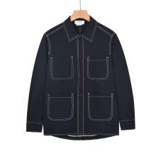 TB BROWIN新款韩版夹克男士翻领条纹日常圆下摆多口袋纽扣外套