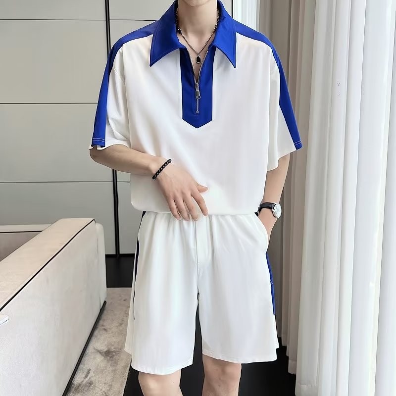 Otoño, personalidad de moda, combinación de colores, deportes y ocio, traje suelto, traje de dos piezas con suéter para hombre