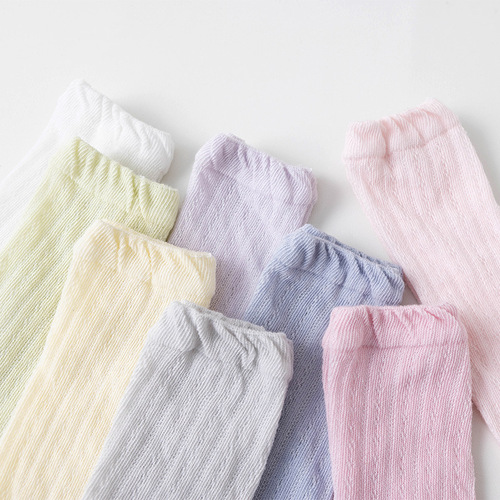 夏季新款婴儿防蚊袜纯棉薄款网眼新生儿宝宝袜子松口过膝长筒袜