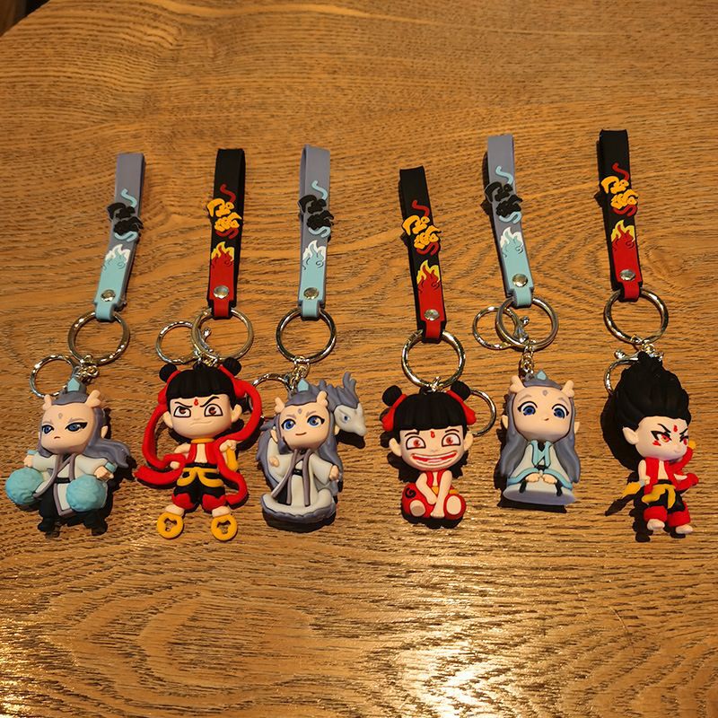 3Rd Generation Nezha Stereo Keychain Ao Bing Cartoon Cute Doll Machine Pendant Small Gift Gift Student Gift