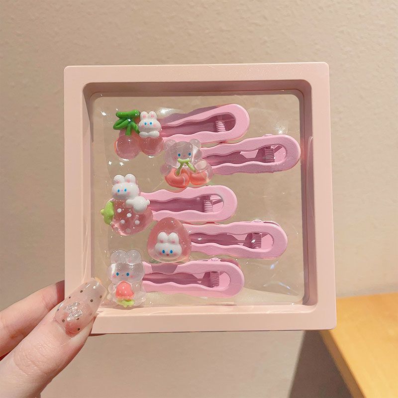 핑크 토끼 귀여운 덕빌 머리핀-기본