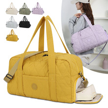 2026新款菱格旅行包收纳待产包轻便时尚手提行李包独立鞋仓健身包