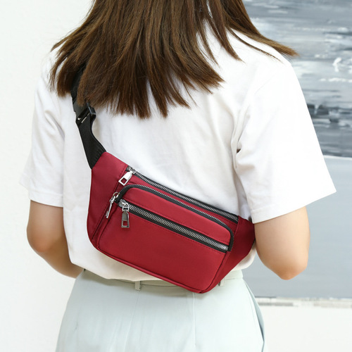 Wholesale new sports waist bag, outdoor casual crossbody bag, fashionable chest bag for women, simple large capacity mobile phone bag