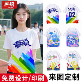 来图印制t恤短袖文化衫运动会diy班服学生团队服装聚会印logo团建