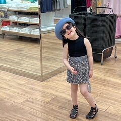 2024春夏女童時尚亮片半身裙新品童裙中小童高級感顯瘦A字公主裙