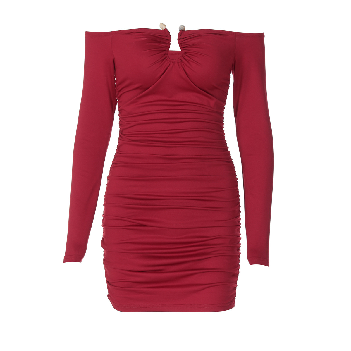 Women Sexy Tube Top off Neck Pleated Waist Tight Slimming Tight Hip Bag Dress 8 Women Sexy Tube Top off Neck Pleated Waist Tight Slimming Tight Hip Bag Dress