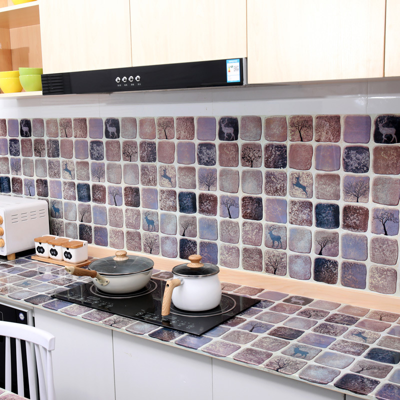 PET材质厨房防油贴纸自粘灶台防潮墙纸橱柜柜灶用油烟机墙贴壁纸