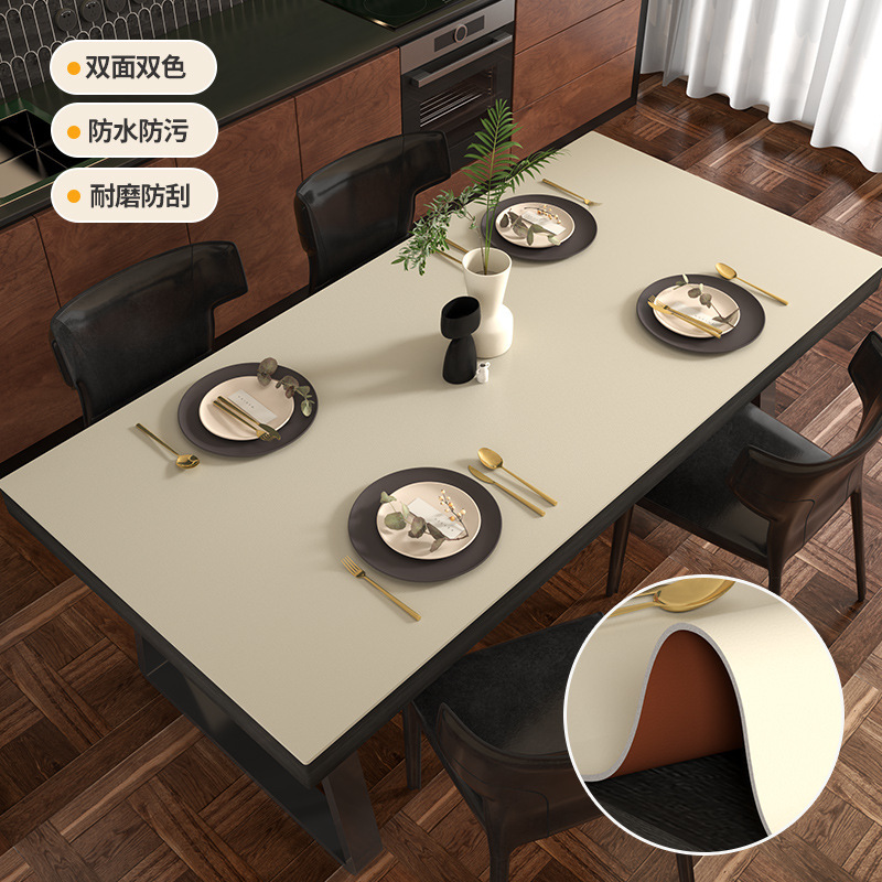 Table Mat Waterproof, Oil-Proof, Anti-Scalding, No-Wash Tablecloth, Pure Color, High-End Coffee Table Mat, Desktop Leather Insulation Protective Mat