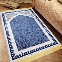 民族风带流苏地垫防滑耐脏易打理印花地毯批发简约金钻绒印花地毯