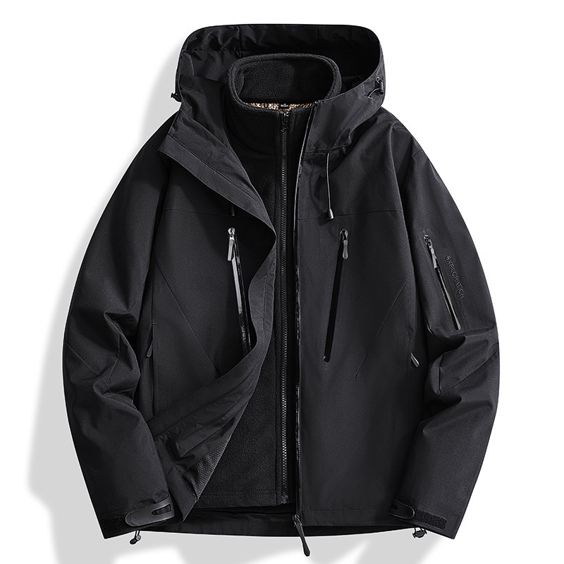 鳥家同型ジャケット、カスタムロゴ刺繍入り、3in1登山服、防風防水、裏起毛ジャケット、男女兼用|undefined