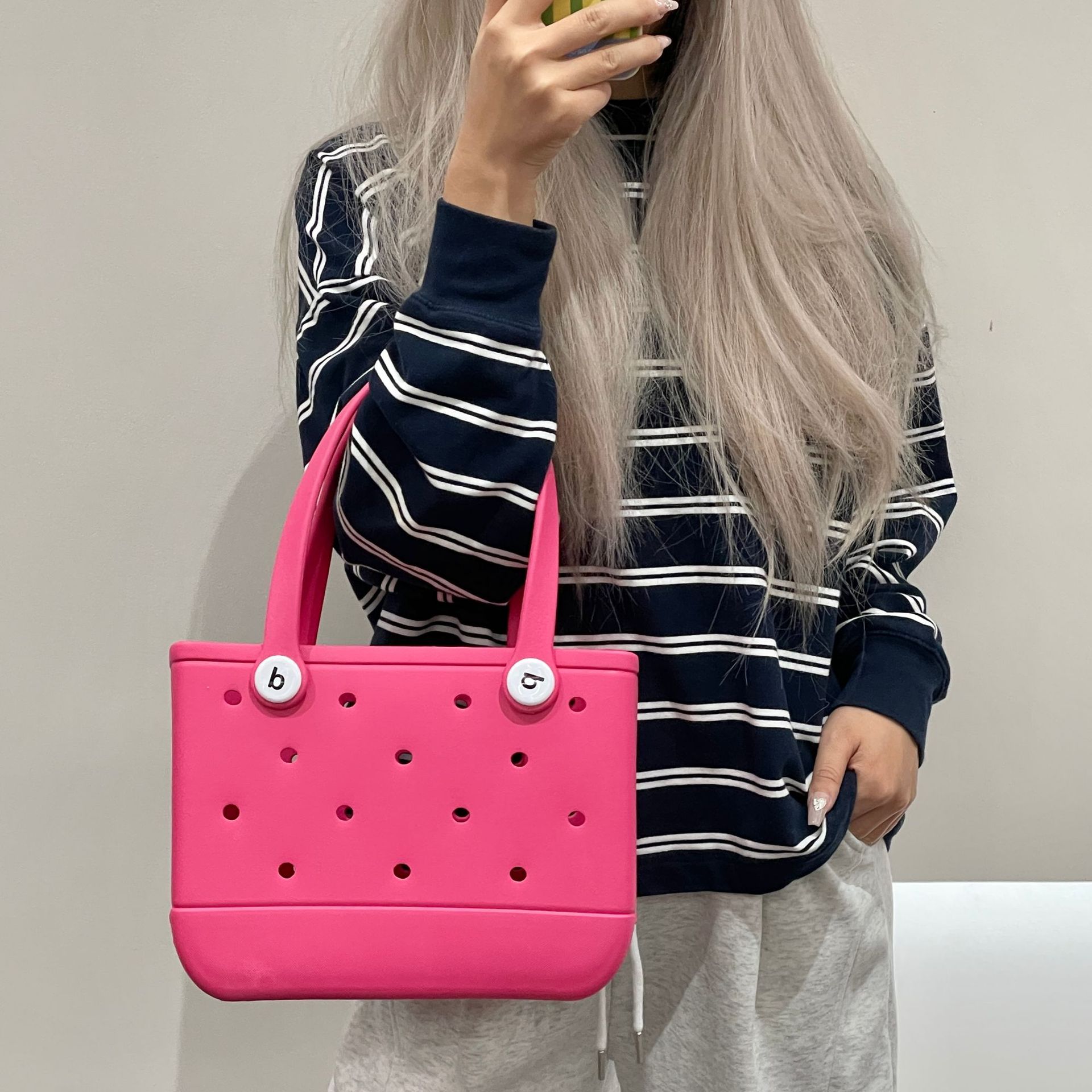 840g Weight Open Closure Type Double Handle Strap Type Tote Bag Bags Type Casual Occasion EVA Material Solid Color Pattern Spring&Summer Season Women's Gender Streetwear Style Square Shape Medium Size Women's Medium EVA Solid Color Streetwear Square Open Tote Bag 21
