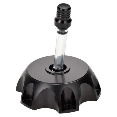 Aluminum Fuel Tank Cap with Vent Valve+Breather Hose Leak Proof Oil Design for Off-Road Motorcycle (Tank cap) - black