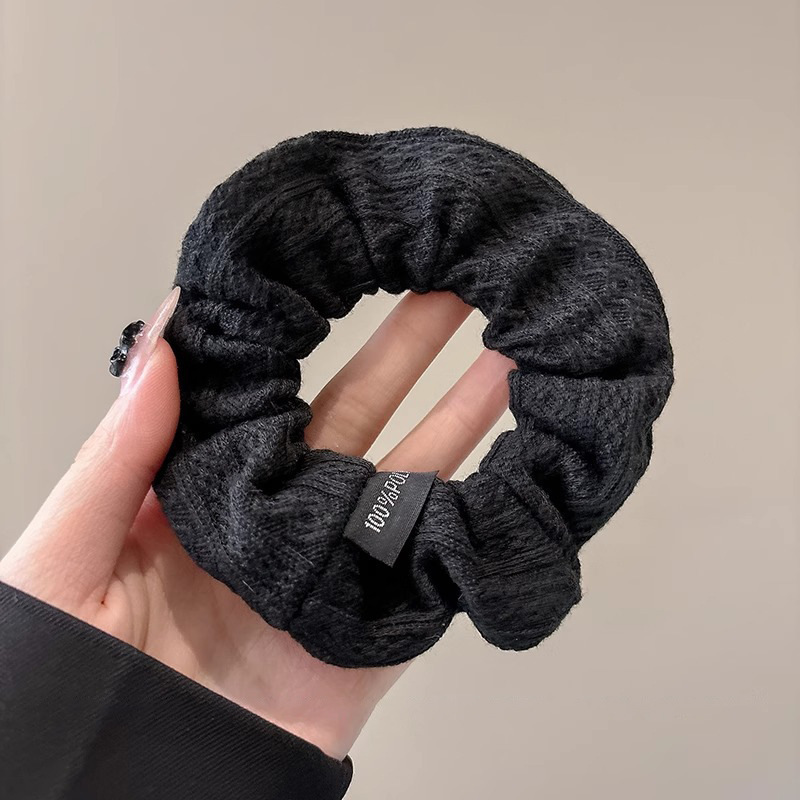 Patrón nacional retro anillo de cabello de intestino grueso tejido francés polifacé tela sólida cuerda de cabello coreana adornos de cabello de cabello de color curry para mujeres
