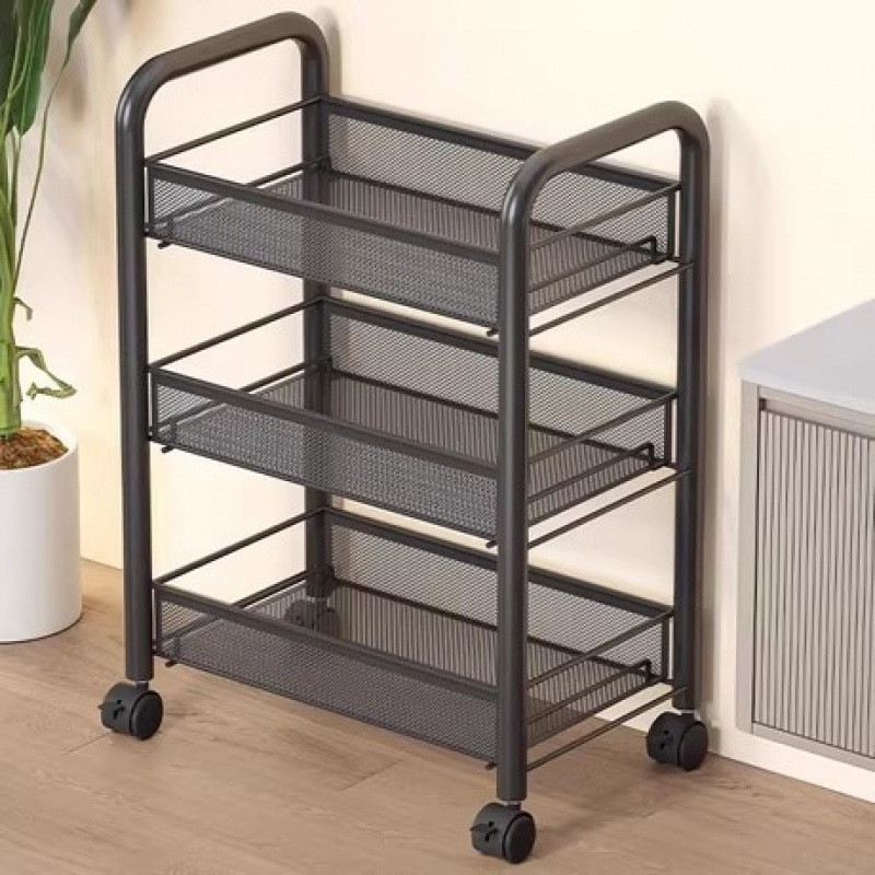 Bathroom Stainless Steel Trolley Storage Rack Bathroom Floor-Standing Multi-Layer Storage Shelf Kitchen Layered Storage Cabinet