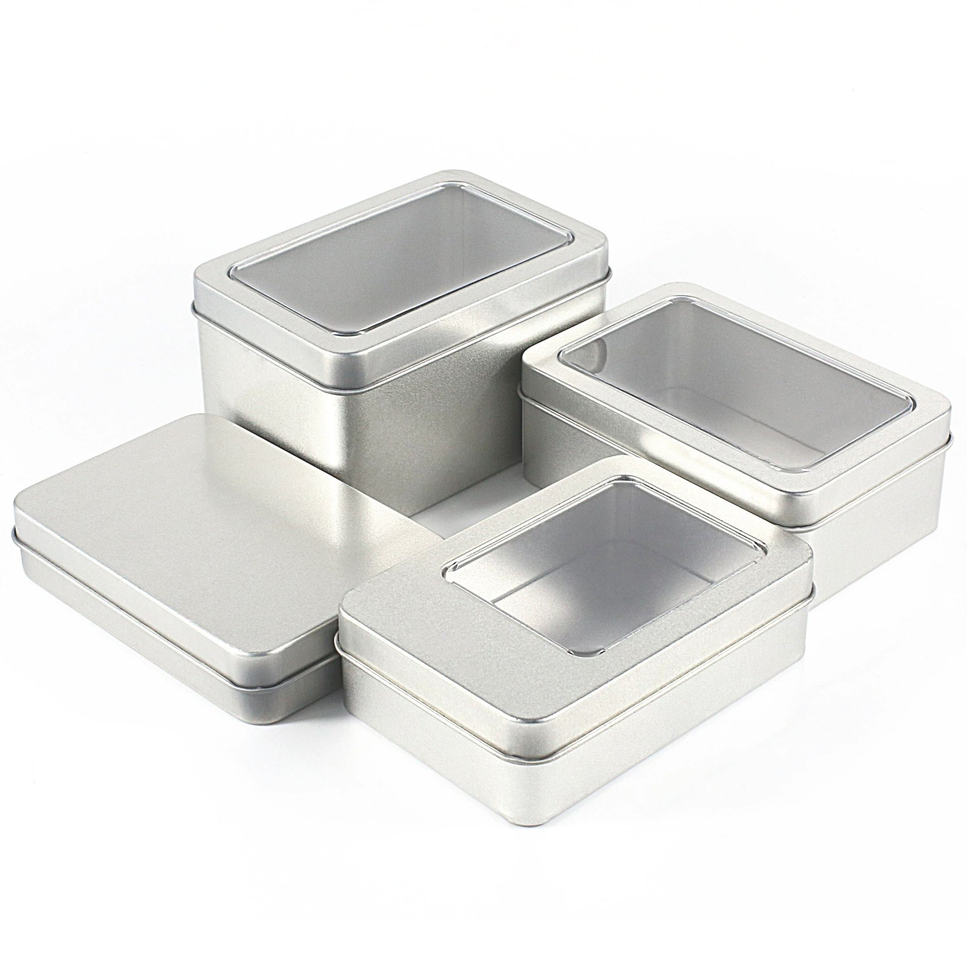 Спотовая квадратная железная коробка матовая жестяная коробка серебряная открытая окно слитная крышка металлическая коробка может быть напечатана с логотипом