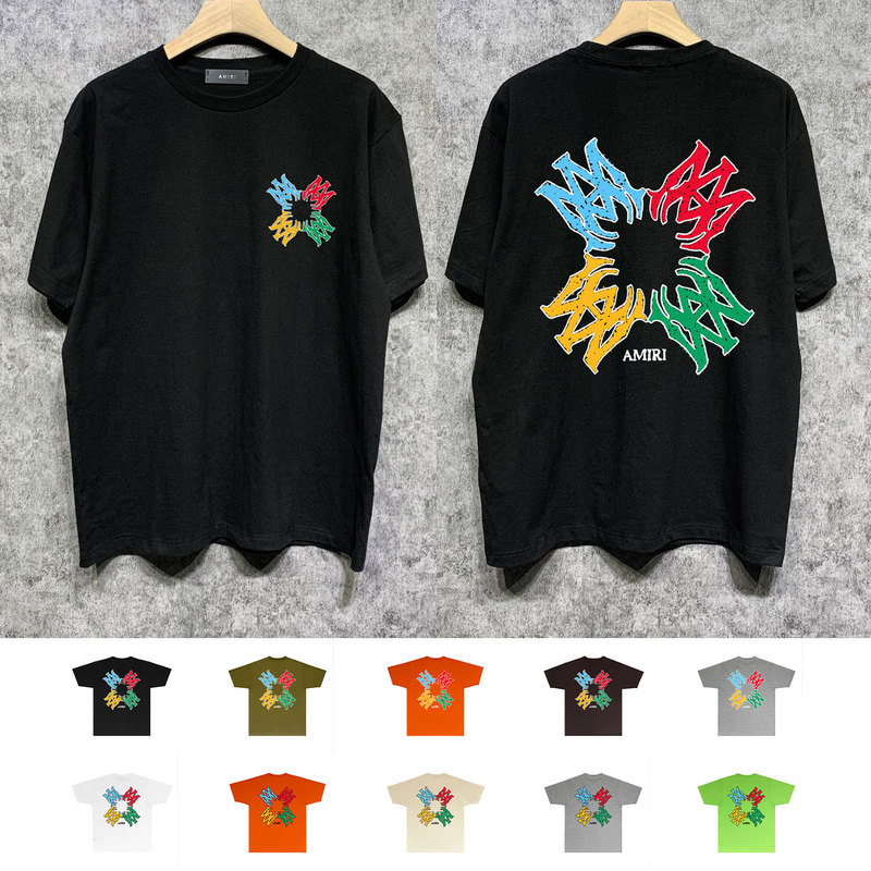 Amiri Has Long-Term Supply of Foreign Trade Cross-Border Summer European and American Trendy Brand t Shirt Loose and Versatile Printed Short-Sleeved T-Shirts