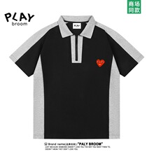 PLAY&BROOM  复古爱心刺绣Polo衫男情侣款夏季时尚潮流休闲简约衣