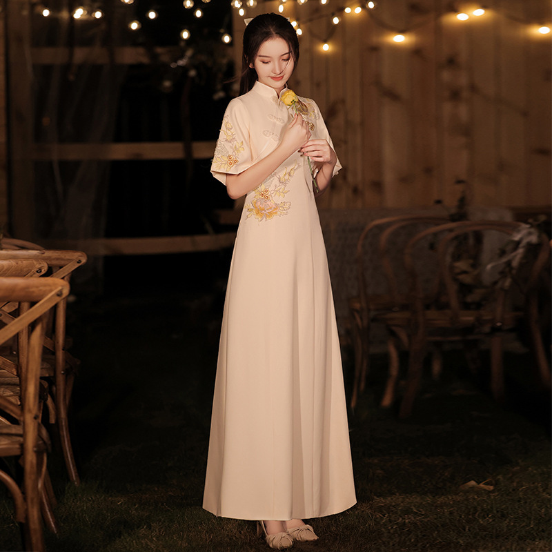 Bridesmaid dresses of Chinese style- Chinese dresses oriental retro Qipao  Cheongsam for women sister group cheongsam temperament of restoring ancient  ways