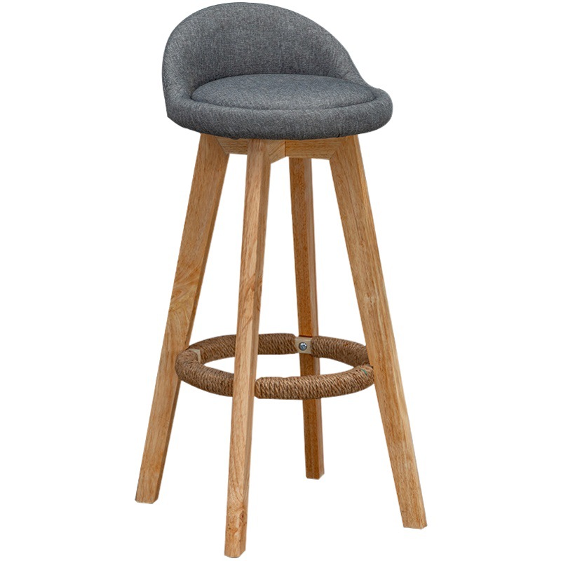Nordic Bar Chair for Home Use, Solid Wood High Stool, Modern and Simple, Rotatable Bar Chair