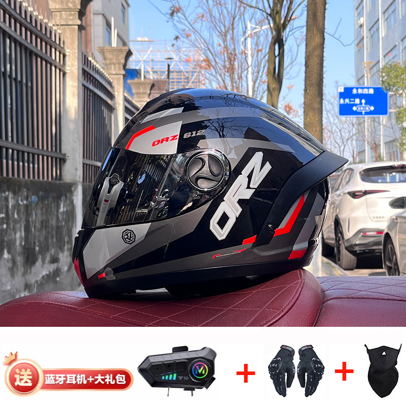 Bluetooth cross-border casco de motocicleta casco completo hombres y mujeres invierno cálido seguridad Four Seasons Knight coche eléctrico casco completo