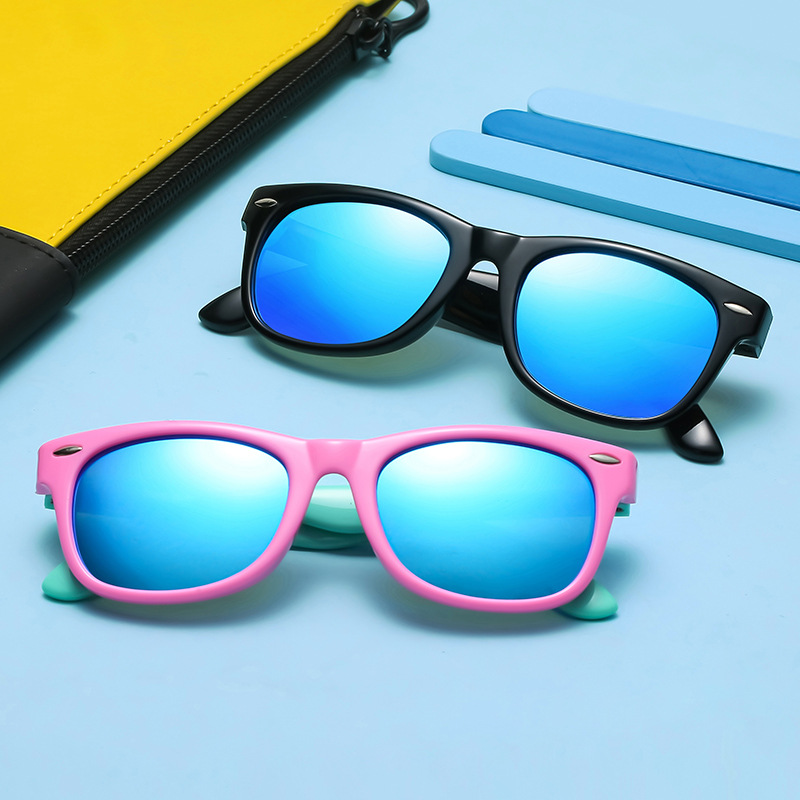 New Fashion Children's Polarized Sunglasses with Ins Silicone Cartoon Color Frame Color Film Decorative Prop Glasses 802
